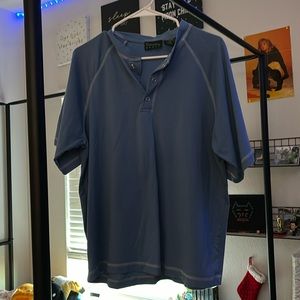 Blue half button shirt